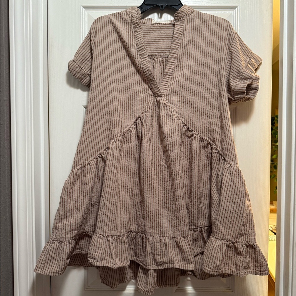 By Together Striped Tan Mini Dress